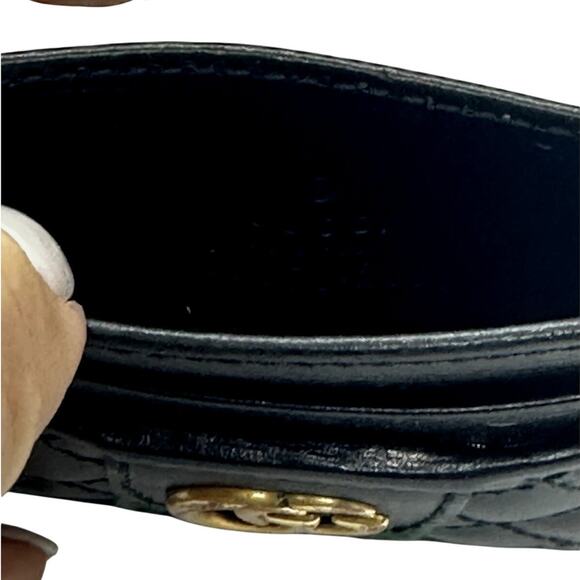 Gucci RARE Black Quilted Leather GG Marmont Card Holder w/ Cert. of Auth, No Box - Picture 8 of 14